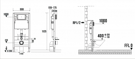 Сенсорная система инсталляции для подвесного унитаза 500х1125 (3 в 1) Terminus Волжский - фото 9
