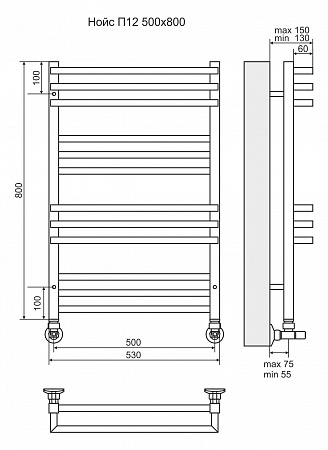 Нойс П12 500х800 Полотенцесушитель  TERMINUS Волжский - фото 3