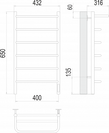 Полка П6 400х650 Электро (quick touch) Полотенцесушитель  TERMINUS Волжский - фото 3