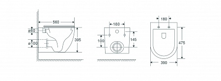 Подвесной унитаз безободковый Terminus Енисей Monolit 560х390 белый Волжский - фото 8