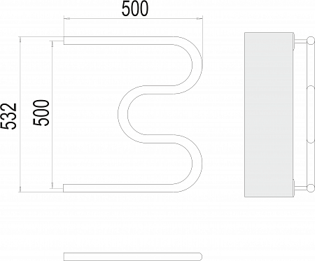 М-обр AISI 32х2 500х500 Полотенцесушитель  TERMINUS Волжский - фото 3