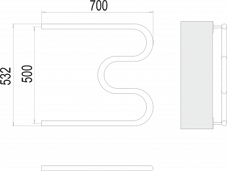 М-обр AISI 32х2 500х700 Полотенцесушитель  TERMINUS Волжский - фото 3