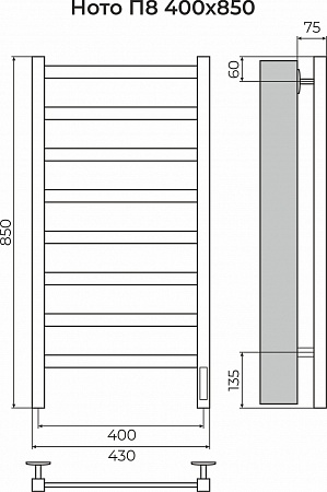 Ното П8 400х850 Электро (quick touch) Полотенцесушитель TERMINUS Волжский - фото 3