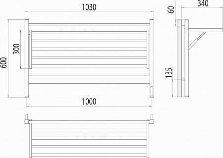 Горизонт П8 1000х600 электро КС ЧЕРНЫЙ МУАР (sensor quick touch) Полотенцесушитель TERMINUS Волжский - фото 5